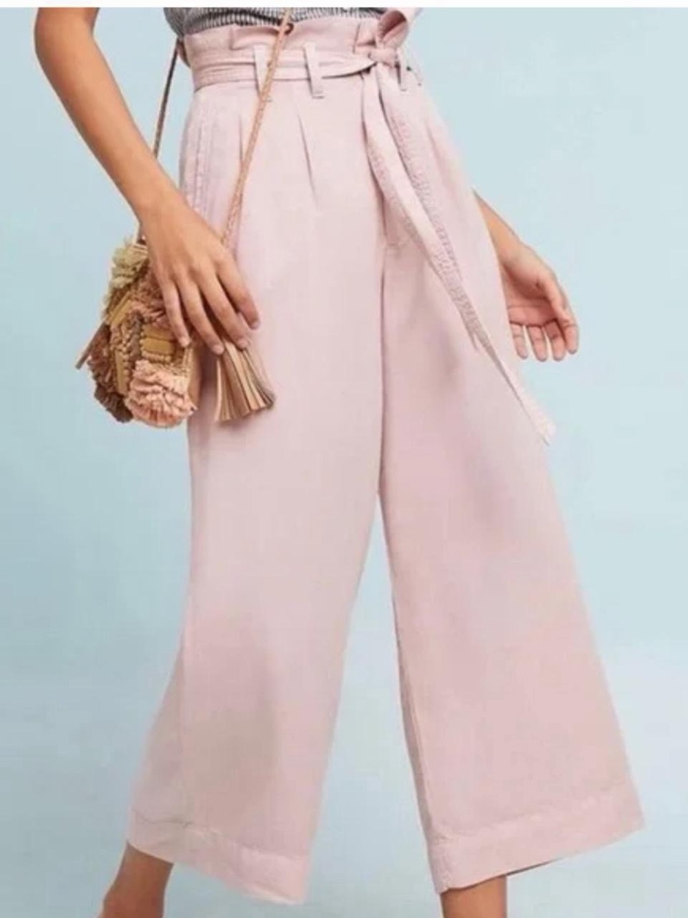 Anthropologie Blush Paperbag Wide-Leg Pants